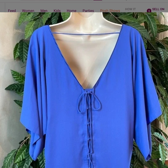 WHBM Lace-Up Back Kimono Blouse in Ultramarine size xs EUC - Picture 8 of 9
